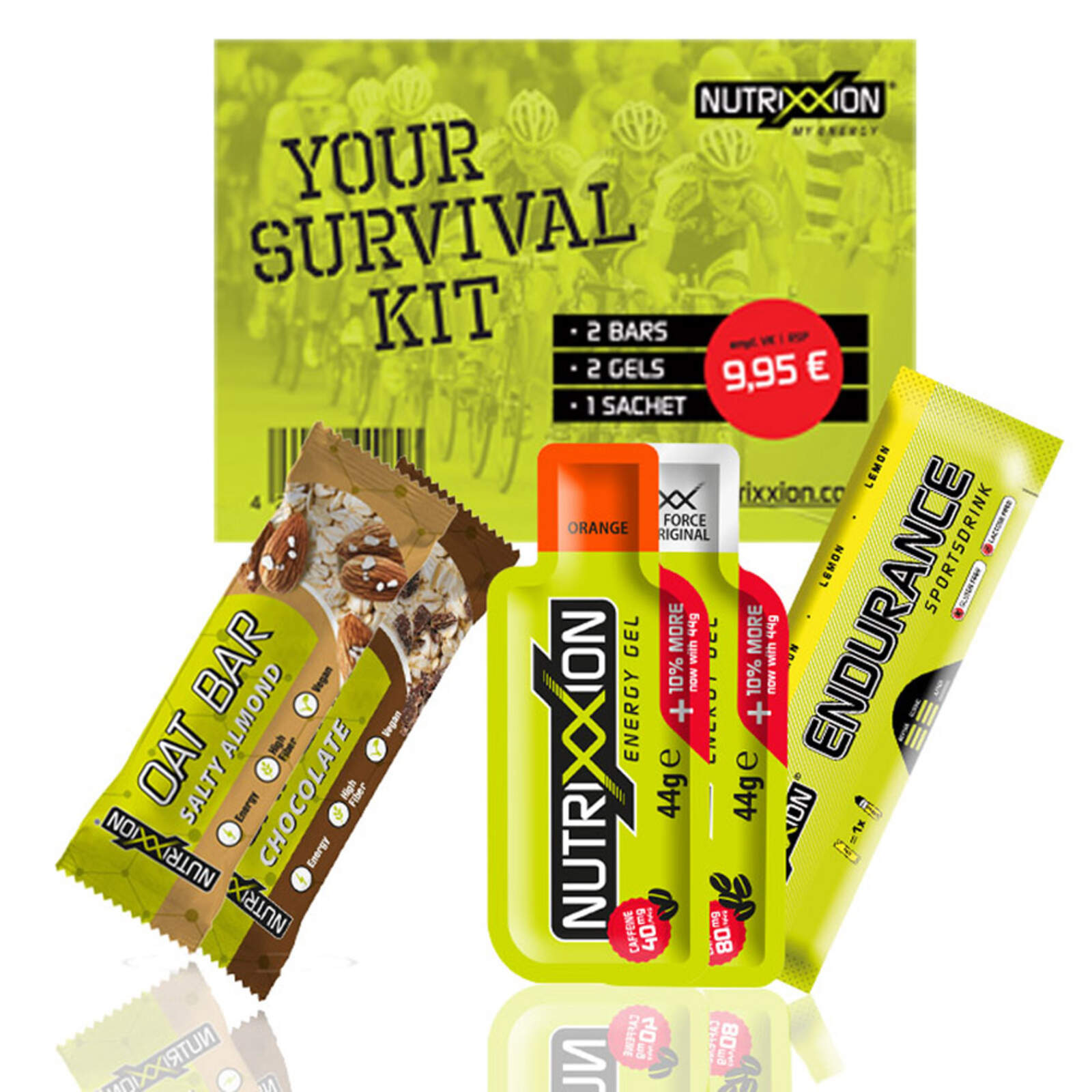 NUTRIXXION Survival Kit
2*Riegel, 2*Gel, 1*Endurance Stick